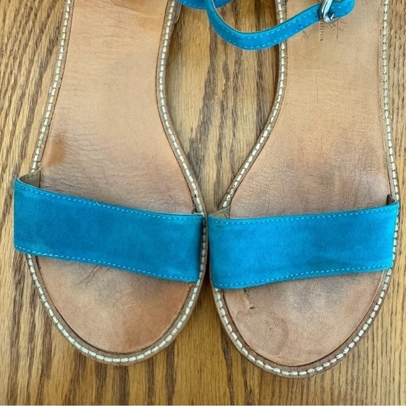 Miss Albright Suede, Beaded, Floral, Leather, Ankle Strap, Turquoise, Size 9 - Picture 4 of 10